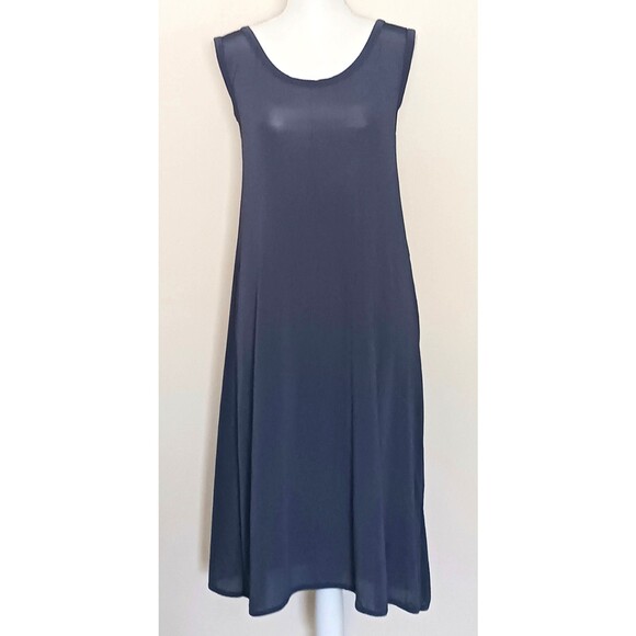 VTG FUZZI Jean Paul Gautier Tank Dress Semi Sheer Gray Nylon Made in Italy Sz M - Picture 2 of 9